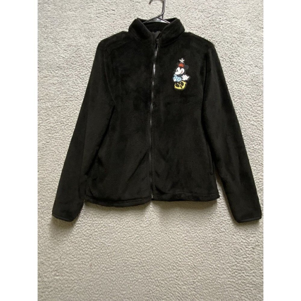 Disney Womens Black Fleece Full Zip Minnie Mouse Sweatshirt Small